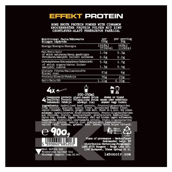 LABO NOIR EFFEKT protein, fahéjas fehérjepor (csontleves alapú) - 900 g