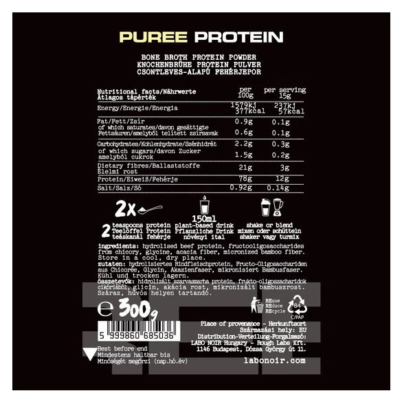 LABO NOIR PUREE protein, natúr fehérjepor, babáknak is - 900 g