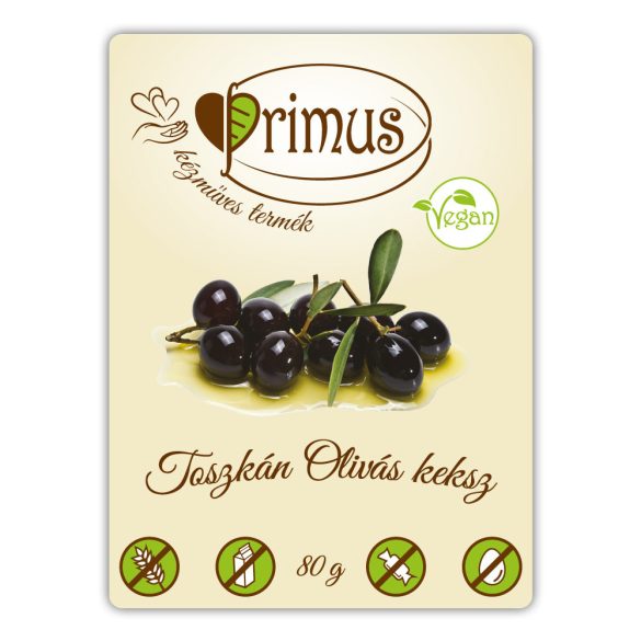 Primus vegán toszkán olivás sós keksz- 80 g