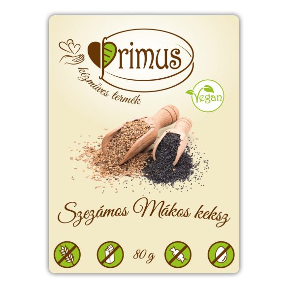 Primus vegán szezámmagos-mákos sós keksz- 80 g