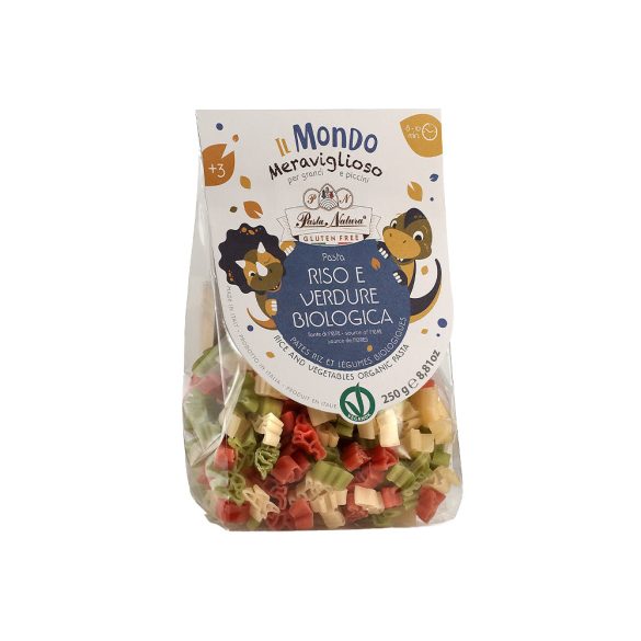 Pasta Natura bio, dínós cékla - spenót - rizs tészta gyerekeknek - 250 g