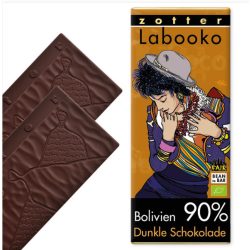  Zotter bio, fair trade, bean-to-bar étcsokoládé, 90% Bolívia - 65 g