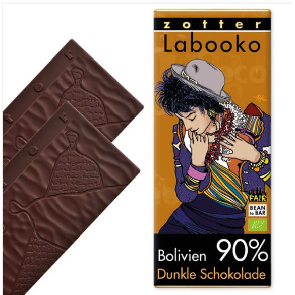 Zotter bio, fair trade, bean-to-bar étcsokoládé, 90% Bolívia - 65 g
