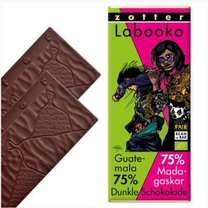 Zotter bio, fair trade, bean-to-bar étcsokoládé, 75% Guatemala + 75% Madagaskar - 70 g