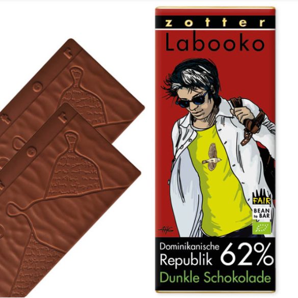 Zotter bio, fair trade, bean-to-bar étcsokoládé, 62% Dominikai Köztársaság - 70 g